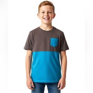 Firefly Grey Blue Colorblock T-Shirt Pocket Skater Summer Youth Boy Large